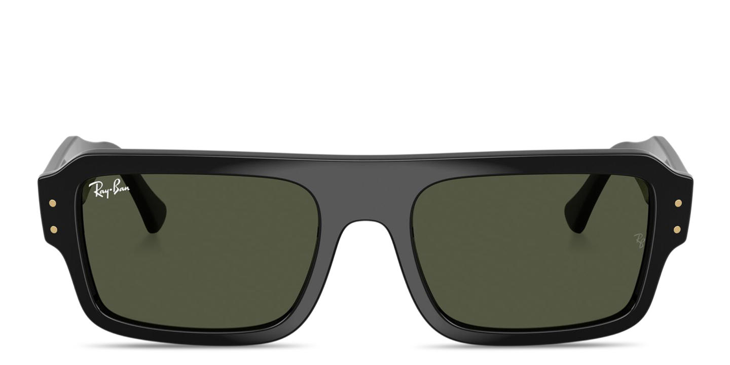 Shop Ray-Ban Lukas Unisex Rectangle Sunglasses in Black online.