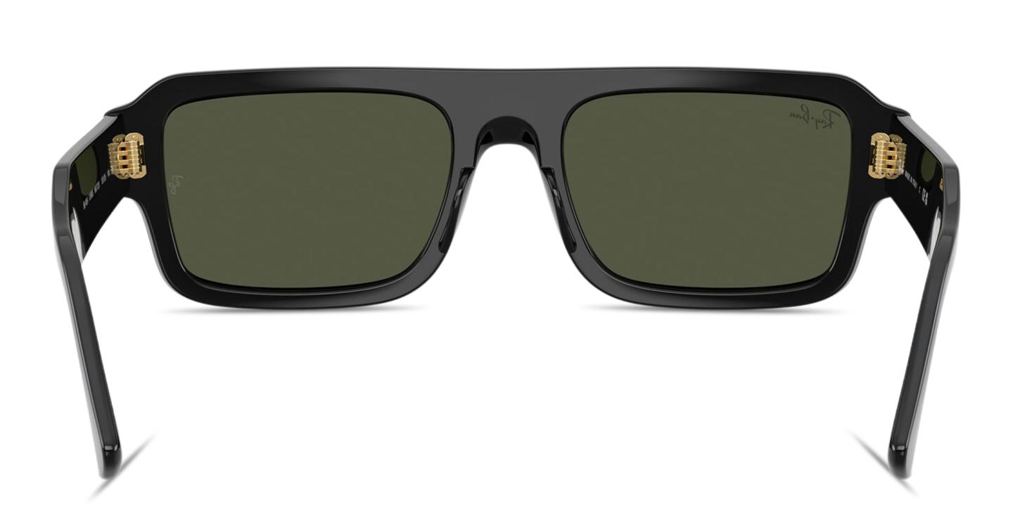 Shop Ray-Ban Lukas Unisex Rectangle Sunglasses in Black online.