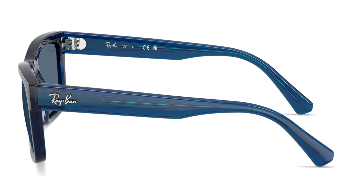 Ray-Ban Junior Kids Rectangle Sunglasses in Transparent Blue – Product Photo 2