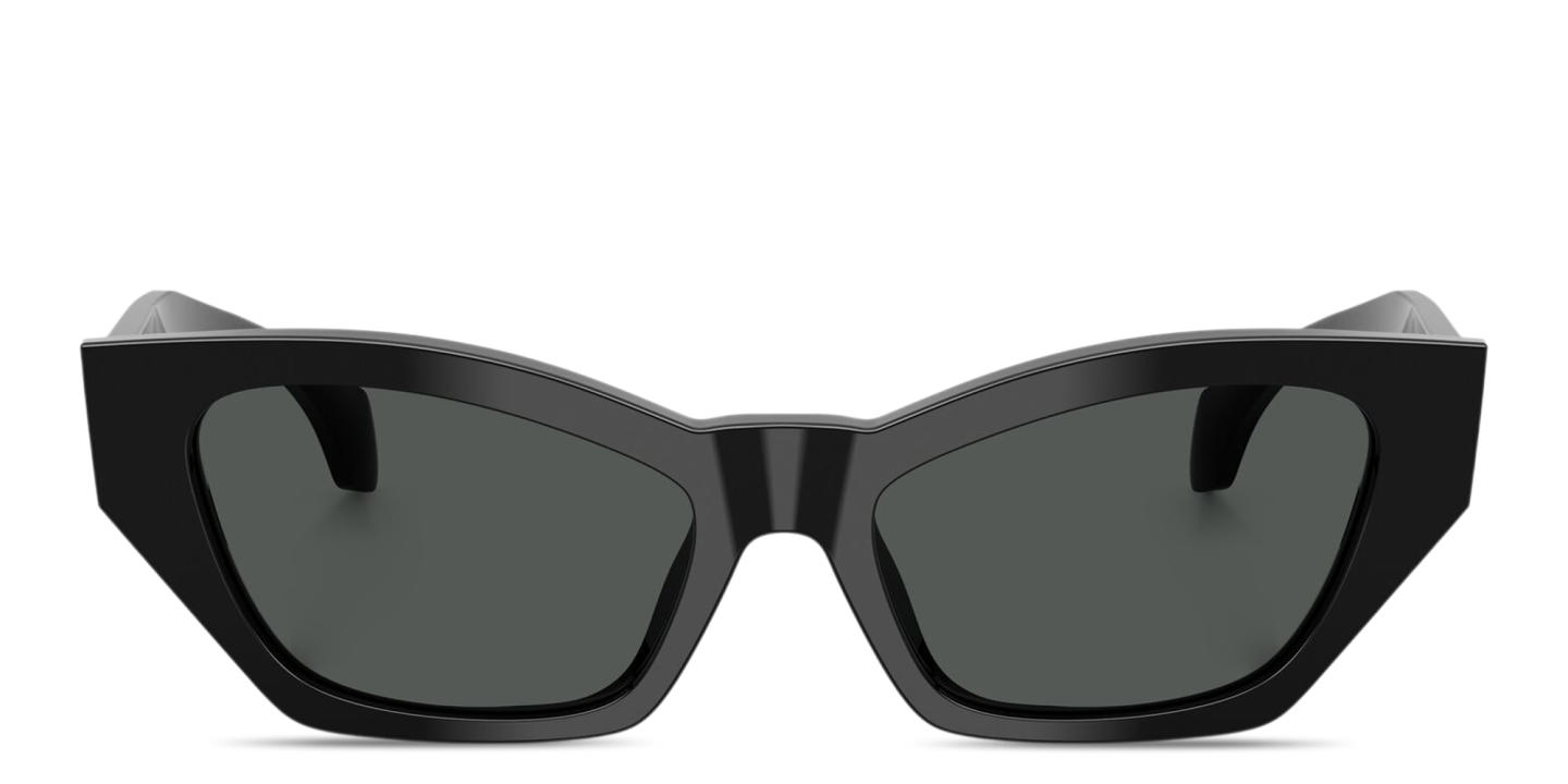 Shop VERSACE Logo Signature Cat-Eye Sunglasses in Black online.