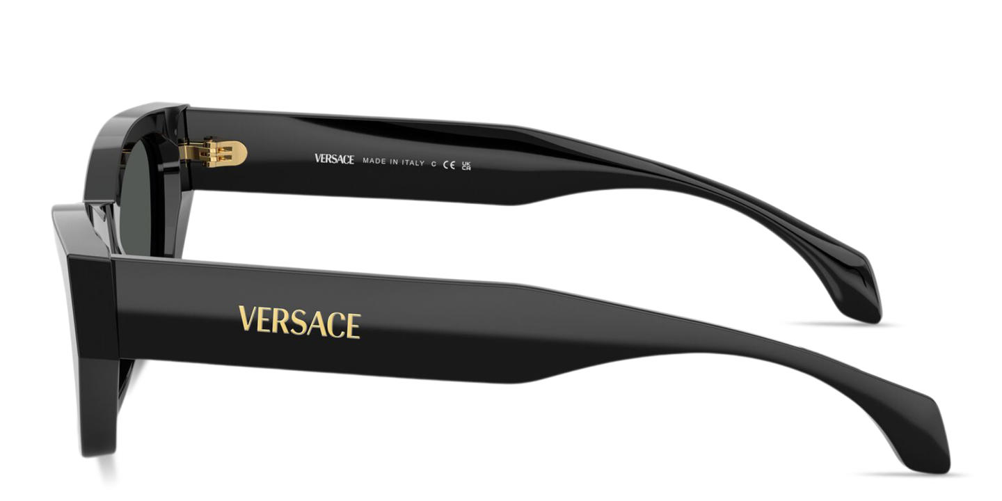 Shop VERSACE Logo Signature Cat-Eye Sunglasses in Black online.
