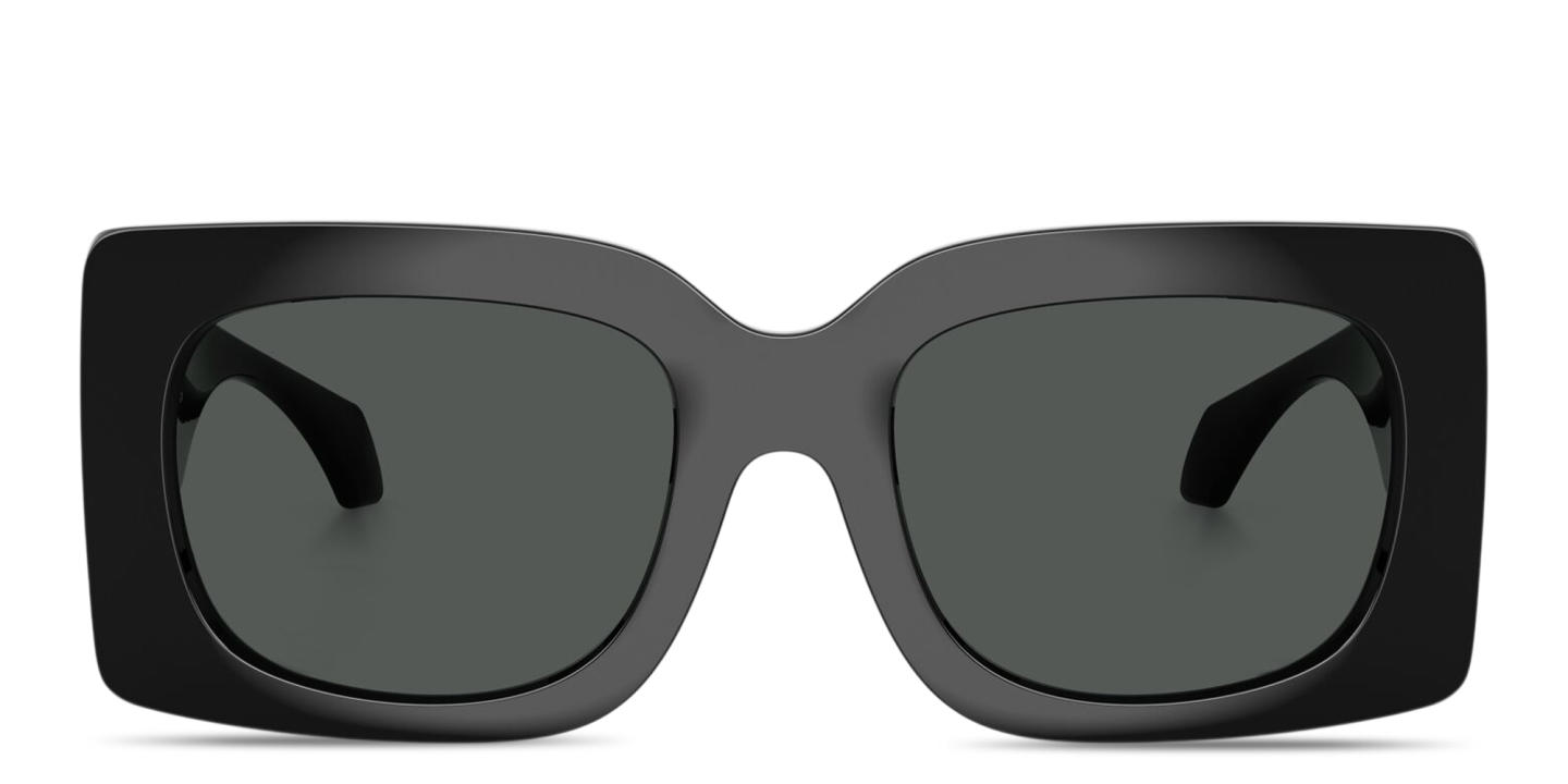 Shop VERSACE Logo Signature Oversized Square Sunglasses in Black online.