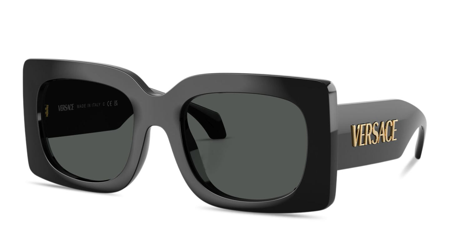 Shop VERSACE Logo Signature Oversized Square Sunglasses in Black online.