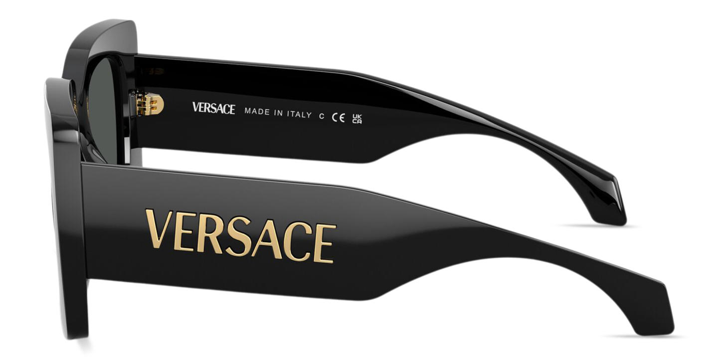 Shop VERSACE Logo Signature Oversized Square Sunglasses in Black online.
