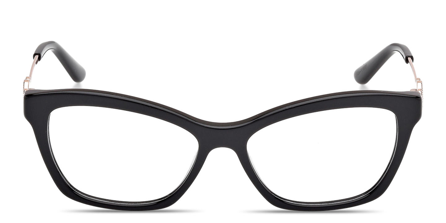 Shop Guess Rectangle Eyeglasses in Black online.
