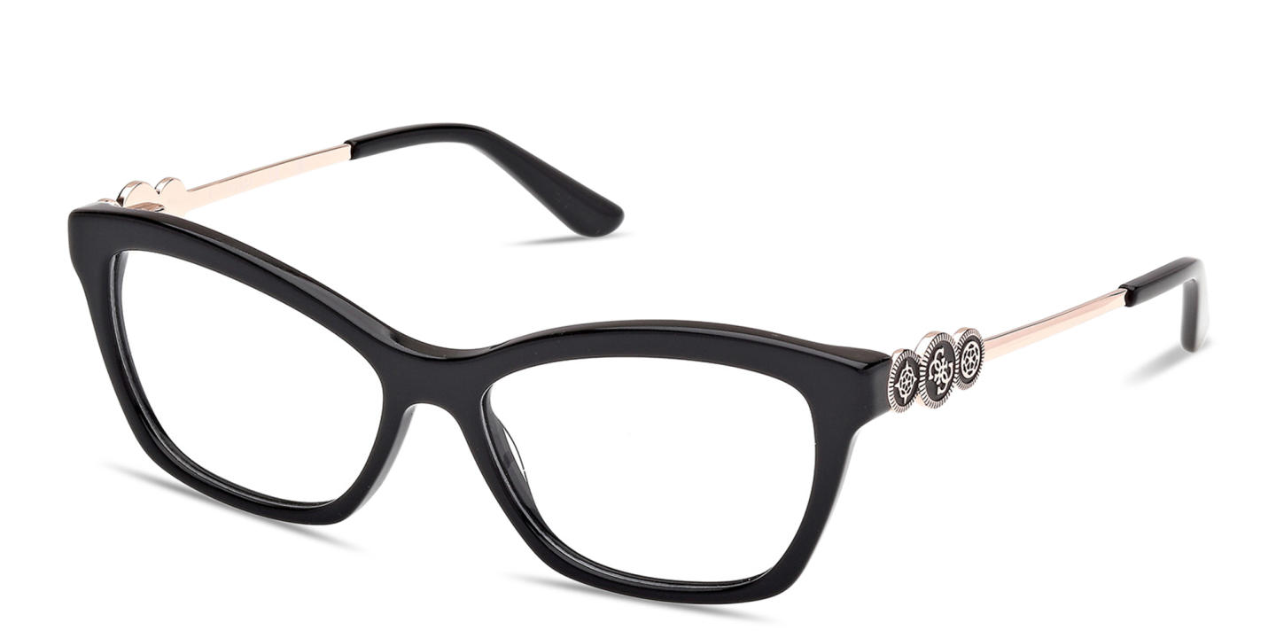 Shop Guess Rectangle Eyeglasses in Black online.