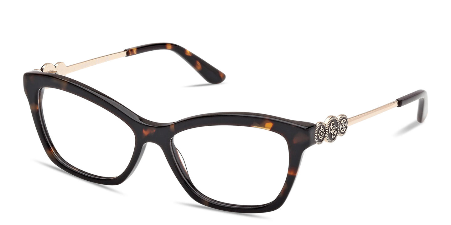 Shop Guess Rectangle Eyeglasses in Havana online.