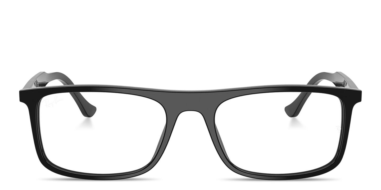 Shop Ray-Ban Optics Unisex Rectangle Eyeglasses in Black online.