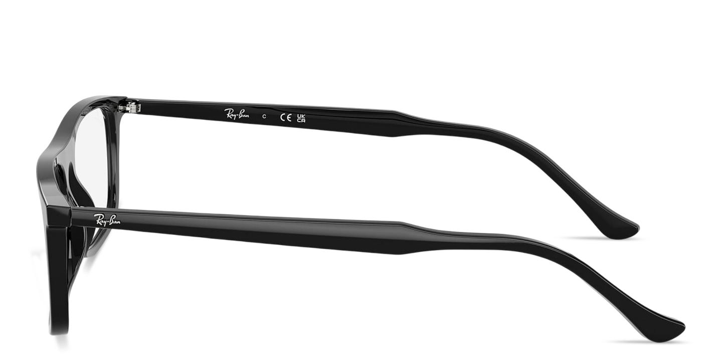 Shop Ray-Ban Optics Unisex Rectangle Eyeglasses in Black online.