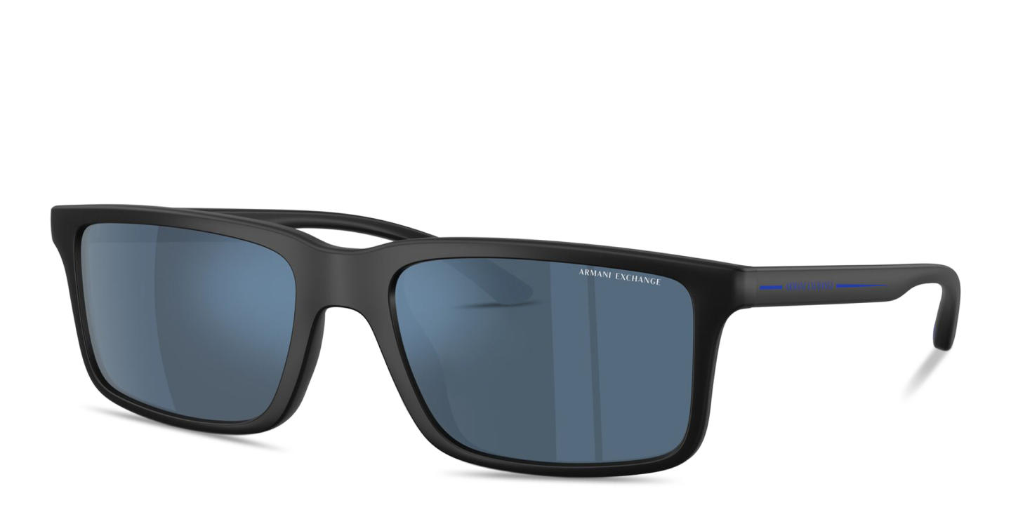 Armani Exchange Logo Print Rectangle Sunglasses in Black – Product Photo 1