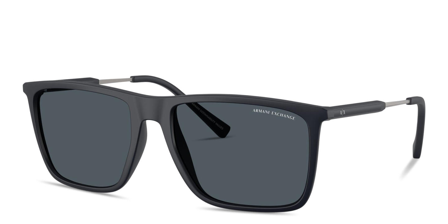 Shop Armani Exchange A|X Logo Square Sunglasses in Blue online.