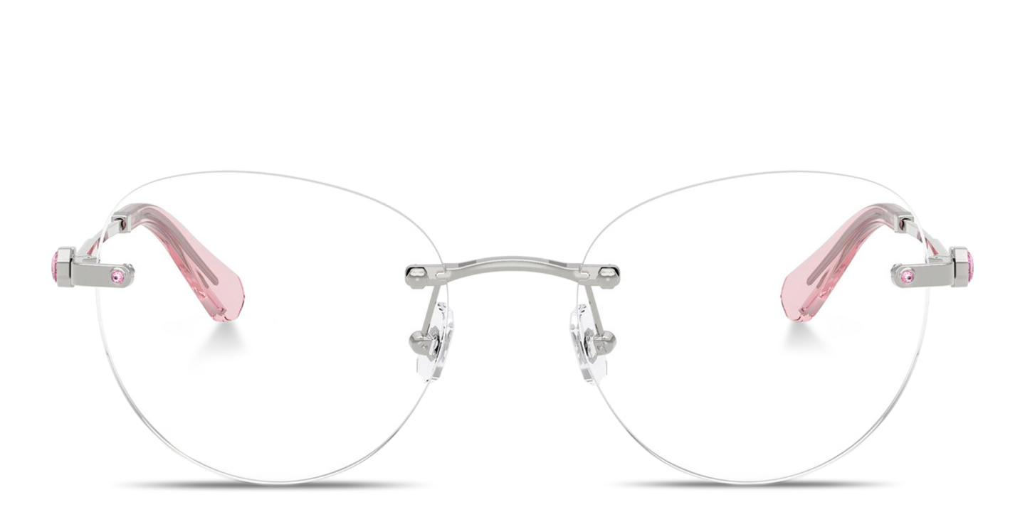 Swarovski Crystal-Embellished Rimless Panthos Eyeglasses in Silver – Product Photo 0