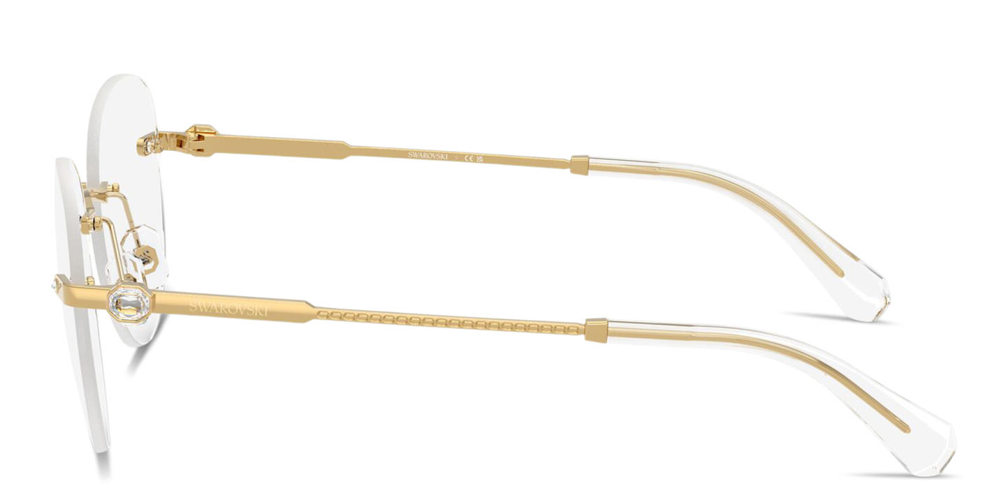 Shop Swarovski Crystal-Embellished Rimless Panthos Eyeglasses in Gold online.