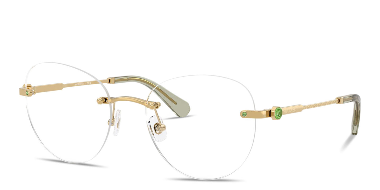 Swarovski Crystal-Embellished Rimless Panthos Eyeglasses in Polished Gold – Product Photo 1