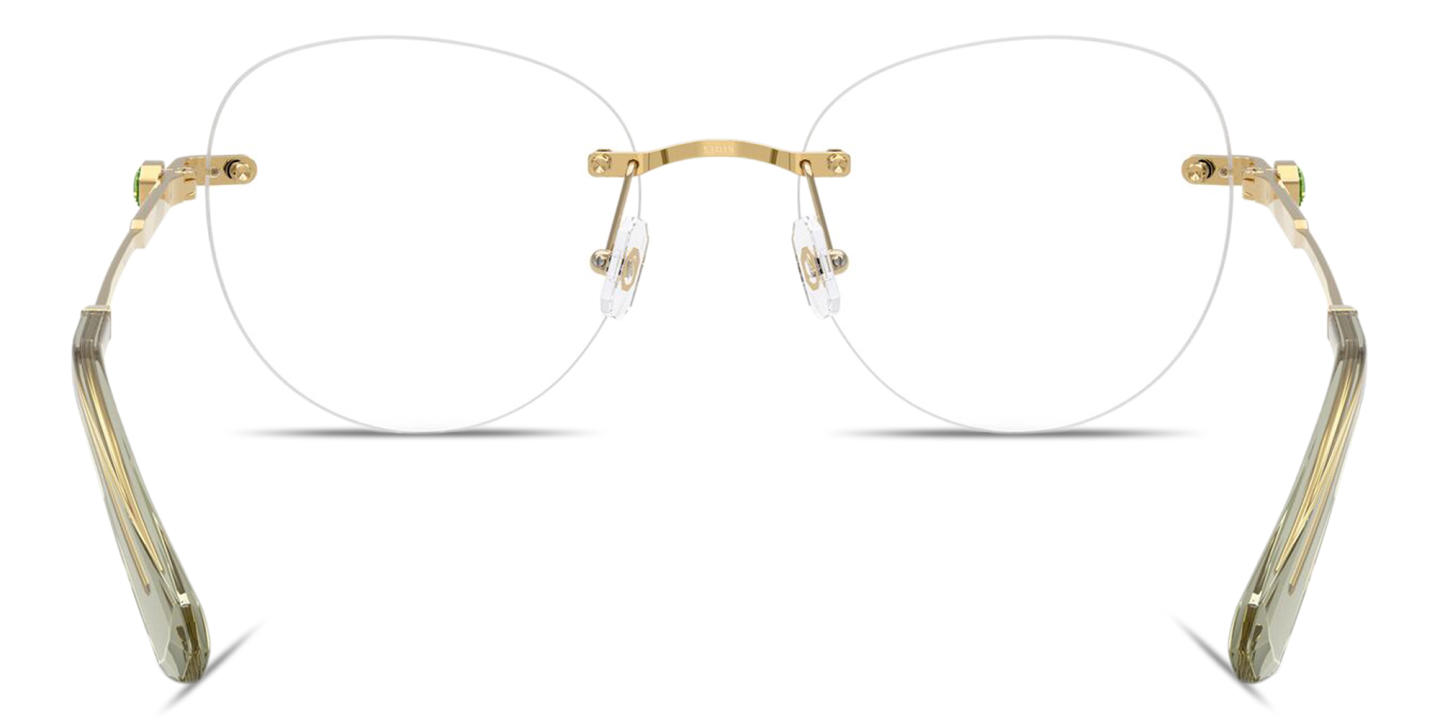 Swarovski Crystal-Embellished Rimless Panthos Eyeglasses in Polished Gold – Product Photo 3
