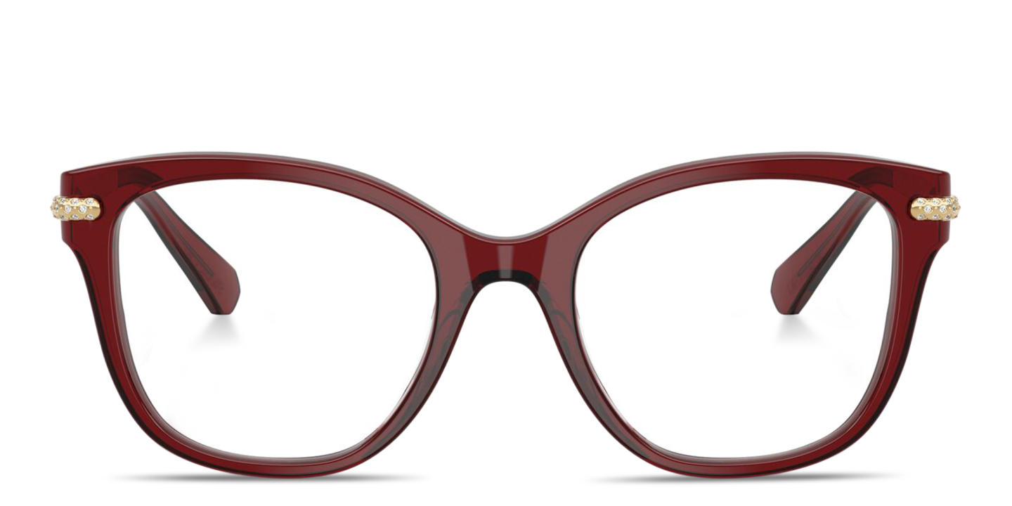 Swarovski Crystal-Embellished Square Eyeglasses in Burgundy – Product Photo 0