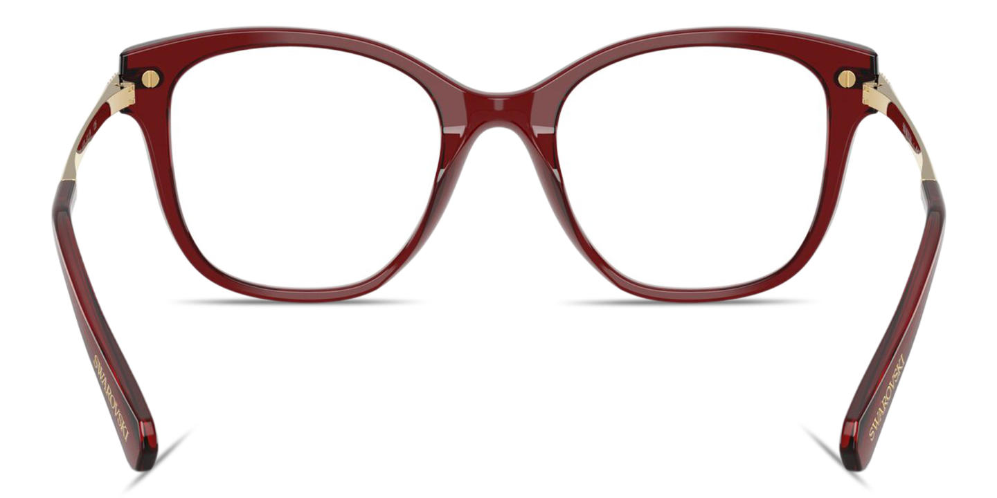 Shop Swarovski Crystal-Embellished Square Eyeglasses in Burgundy online.