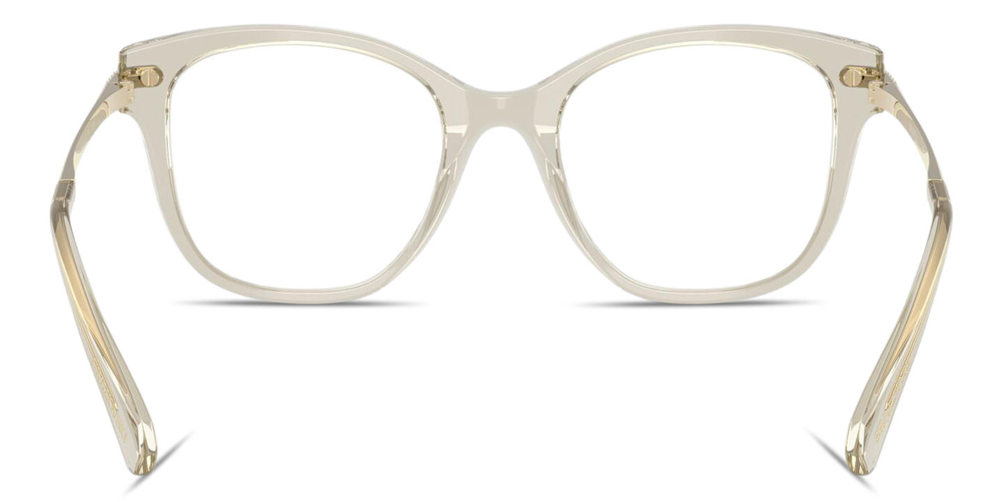 تسوق نظارات طبية مربّعة مزدانة بالكريستال سواروفسكي بلون بيج شفاف أونلاين.