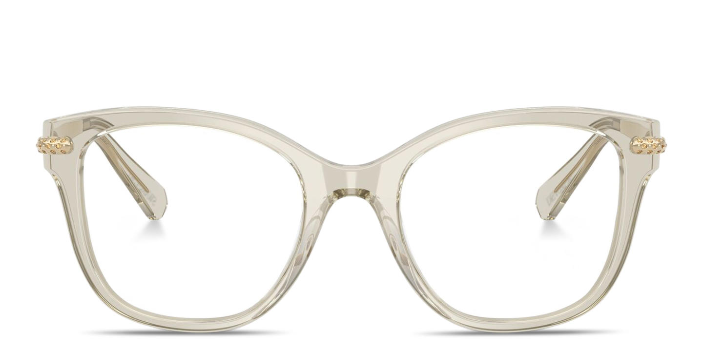 Swarovski Crystal-Embellished Square Eyeglasses in Transparent Beige – Product Photo 0