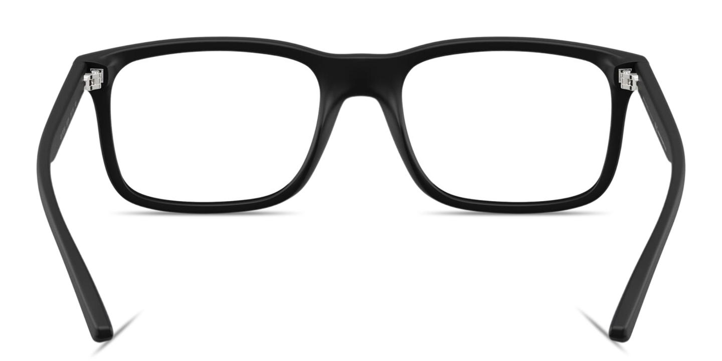 Shop Armani Exchange Logo Print Rectangle Eyeglasses in Black online.