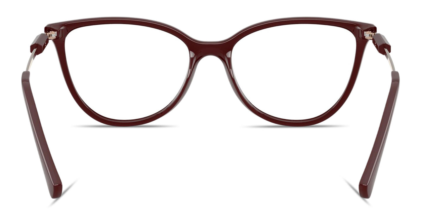 Shop Armani Exchange Logo Lettering Cat-Eye Eyeglasses in Bordeaux online.