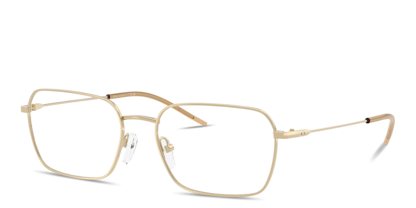 Shop Armani Exchange A|X Engraved Logo Square Eyeglasses in Gold online.
