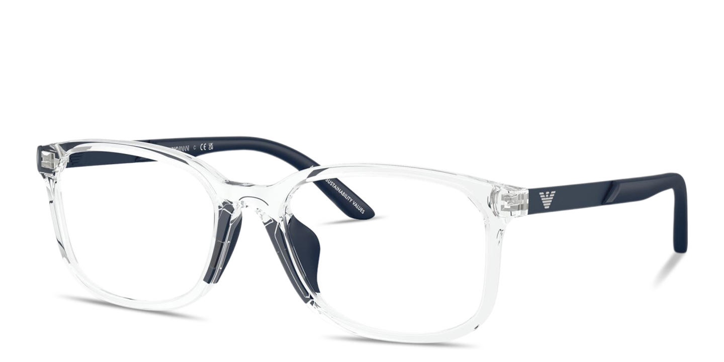 Shop Emporio Armani Eagle Logo Kids Pillow Eyeglasses in Crystal online.