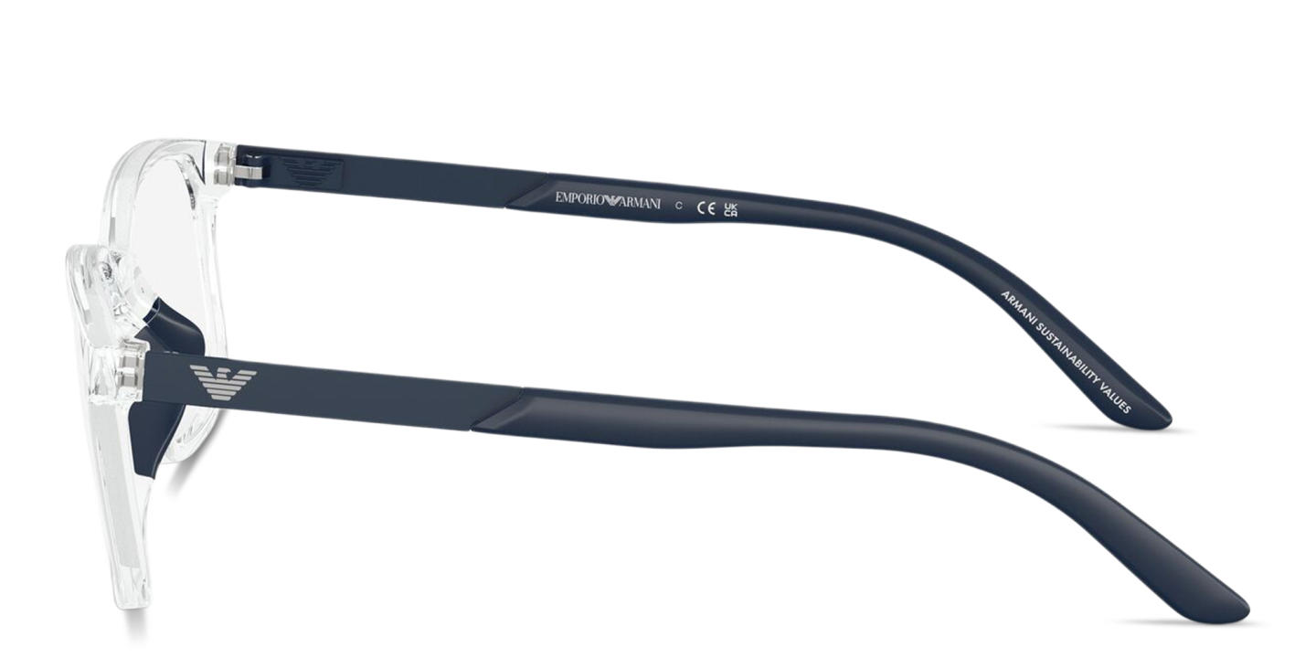 Shop Emporio Armani Eagle Logo Kids Pillow Eyeglasses in Crystal online.