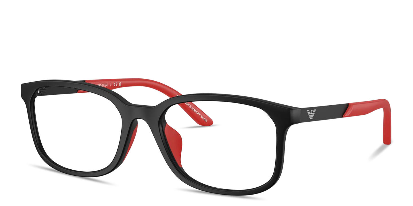 Shop Emporio Armani Eagle Logo Kids Pillow Eyeglasses in Black online.
