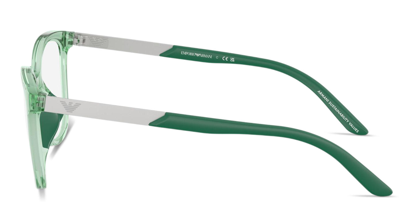 Emporio Armani Eagle Logo Kids Butterfly Eyeglasses in Transparent Green – Product Photo 2