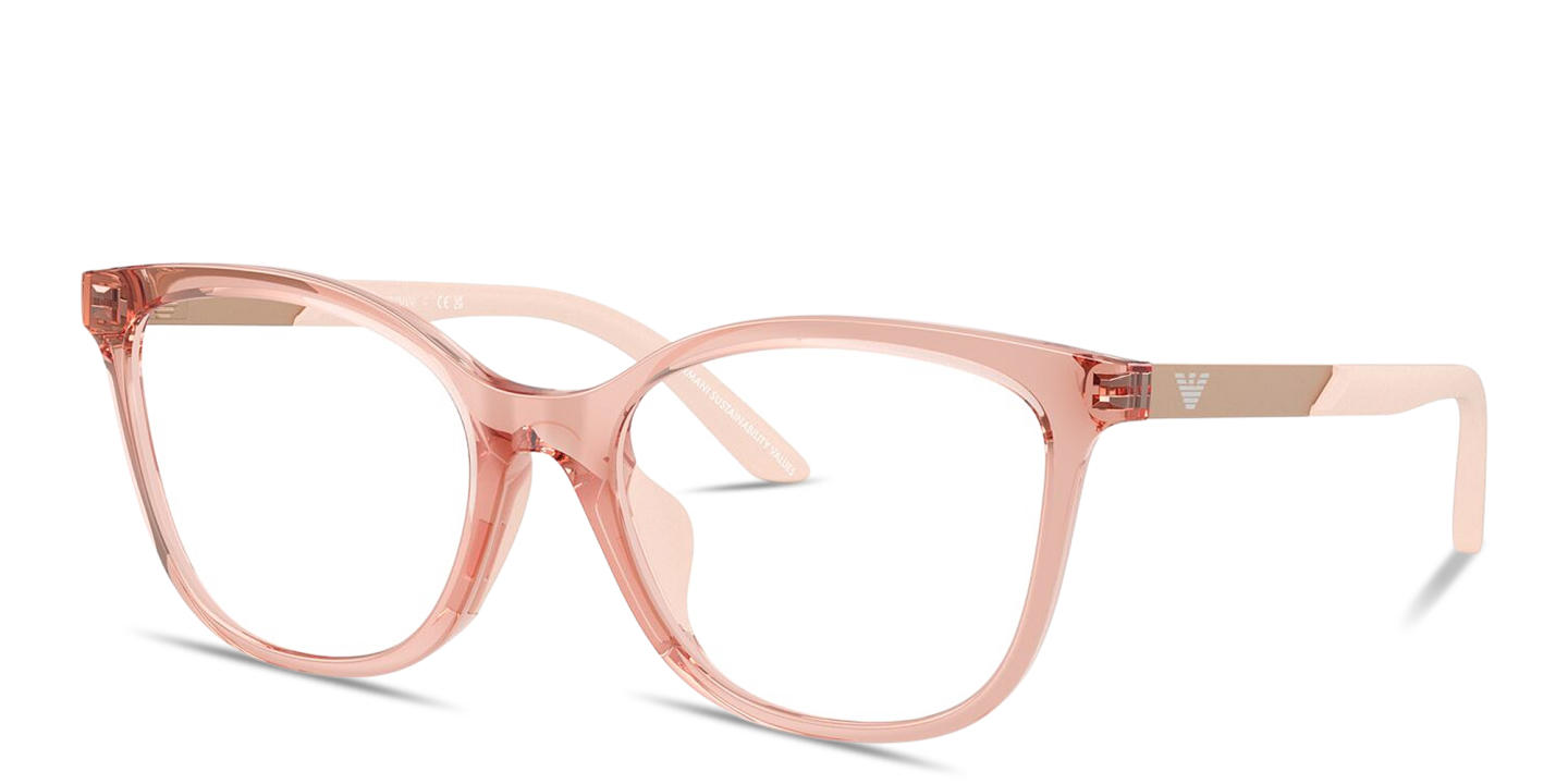 Emporio Armani Eagle Logo Kids Butterfly Eyeglasses in Transparent Pink – Product Photo 1