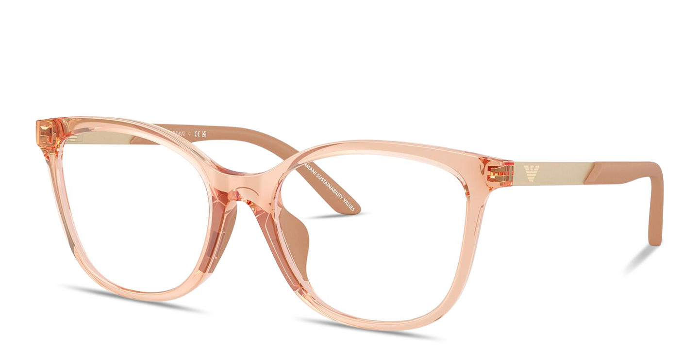 Emporio Armani Eagle Logo Kids Butterfly Eyeglasses in Transparent Beige – Product Photo 1
