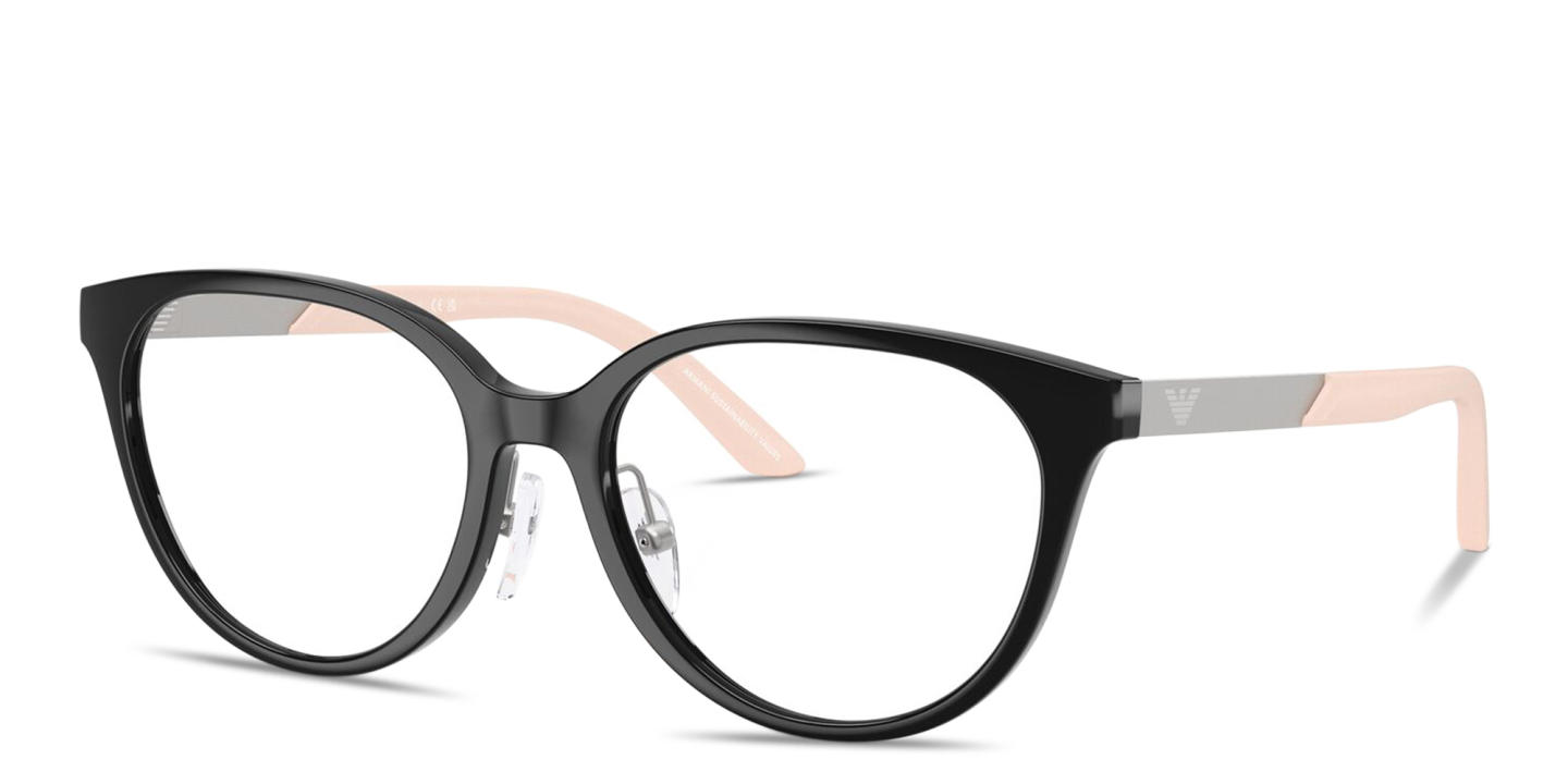 Shop Emporio Armani Eagle Logo Kids Cat-Eye Eyeglasses in Black online.