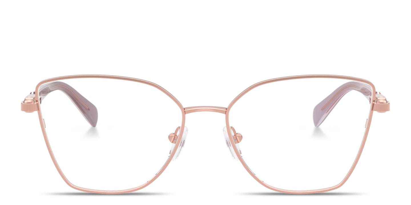Shop Michael Kors Nikki Beach Irregular Eyeglasses in Rose Gold online.