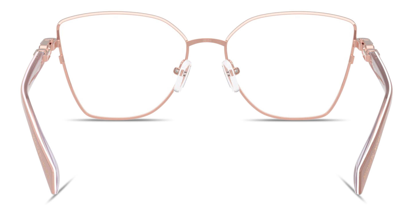 Shop Michael Kors Nikki Beach Irregular Eyeglasses in Rose Gold online.