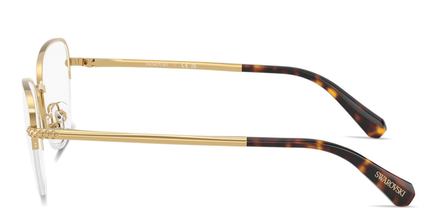 Swarovski Crystal-Embellished Half-Rim Cat-Eye Eyeglasses in Gold – Product Photo 2