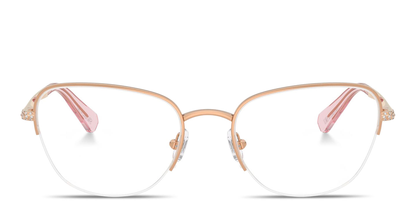 Swarovski Crystal-Embellished Half-Rim Cat-Eye Eyeglasses in Rose Gold – Product Photo 0