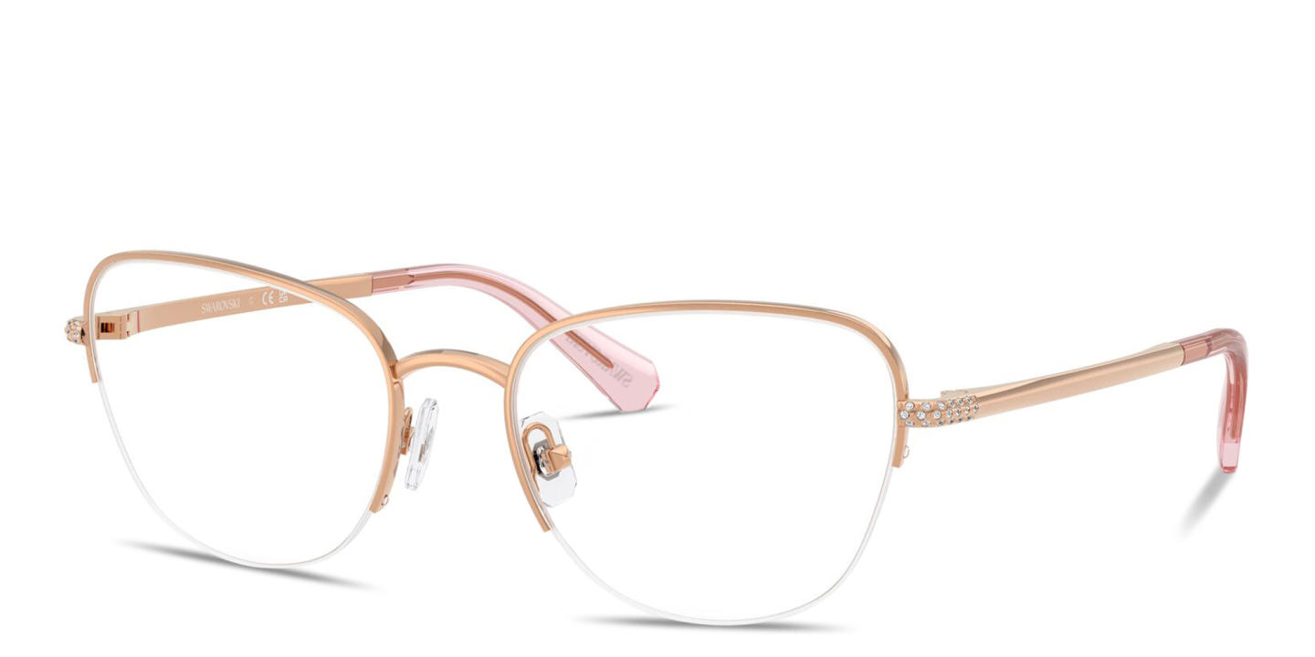 Swarovski Crystal-Embellished Half-Rim Cat-Eye Eyeglasses in Rose Gold – Product Photo 1