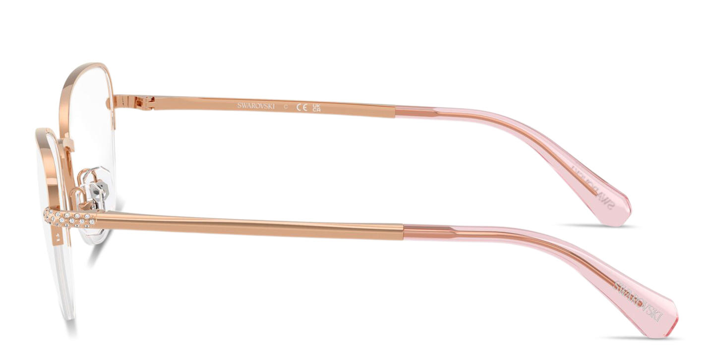 Shop Swarovski Crystal-Embellished Half-Rim Cat-Eye Eyeglasses in Rose Gold online.