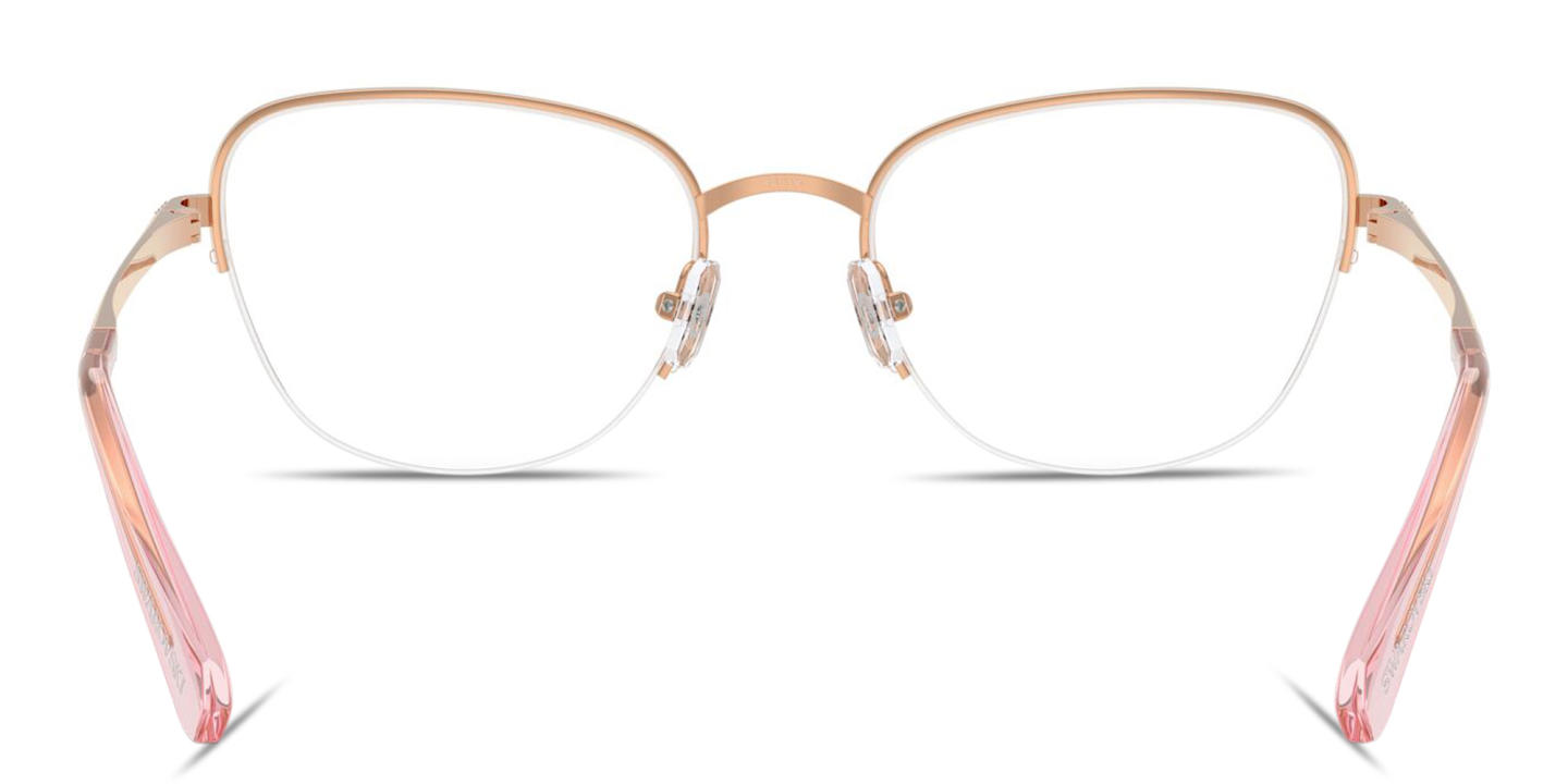 Shop Swarovski Crystal-Embellished Half-Rim Cat-Eye Eyeglasses in Rose Gold online.