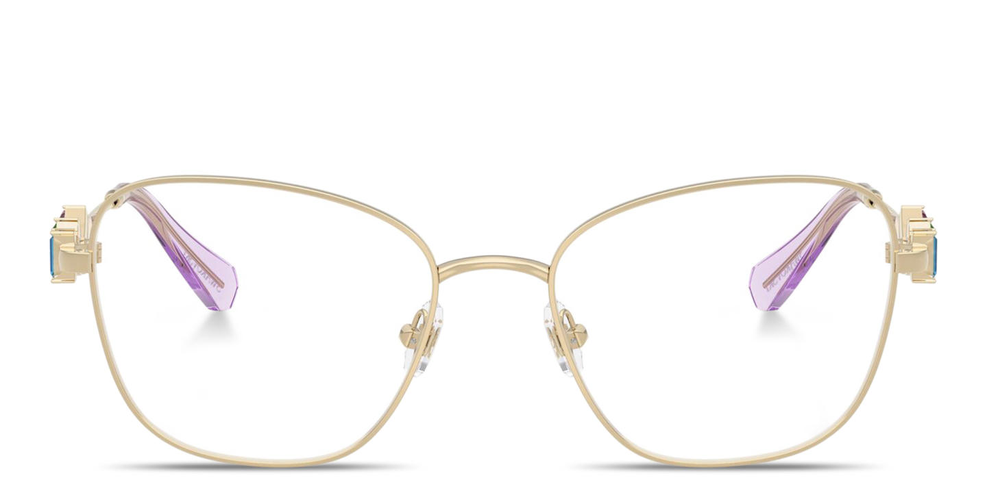 Shop Swarovski Crystal Irregular Eyeglasses in Gold online.