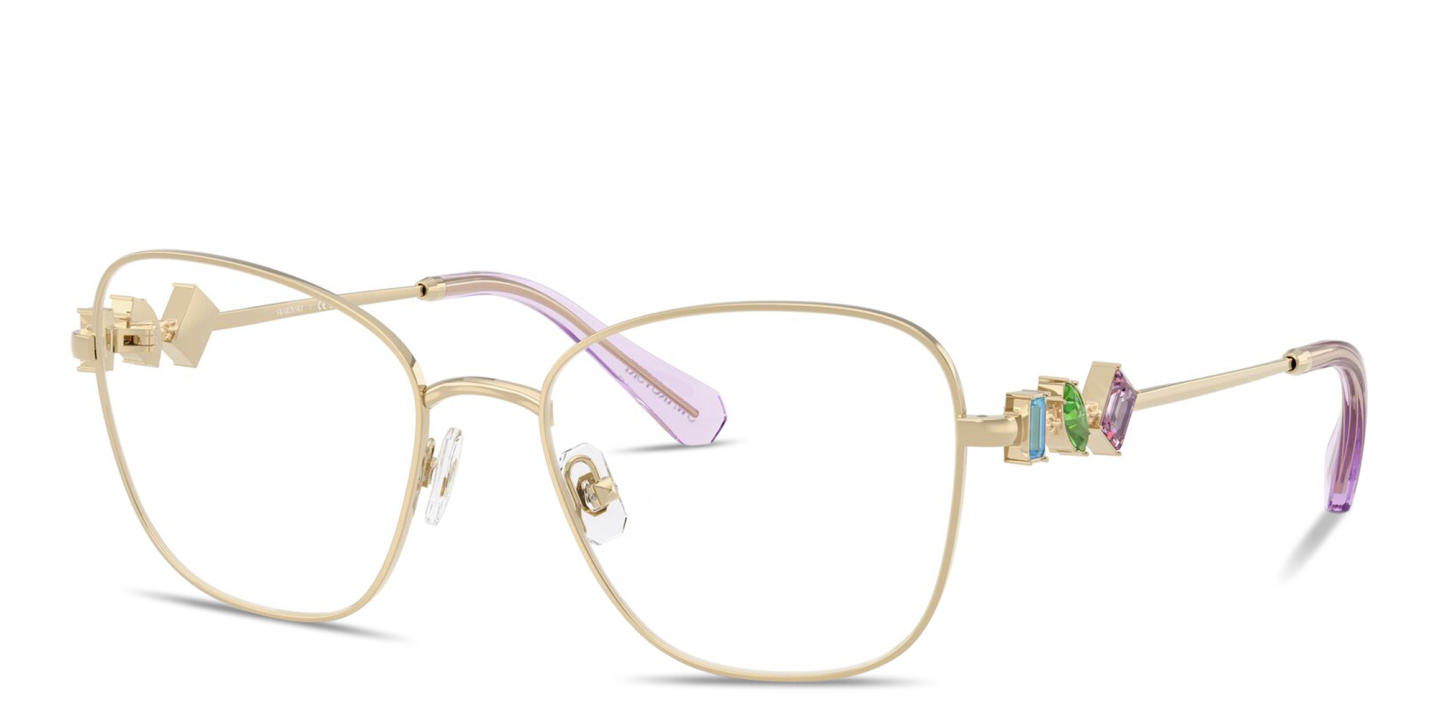 Swarovski Crystal Irregular Eyeglasses in Gold – Product Photo 1