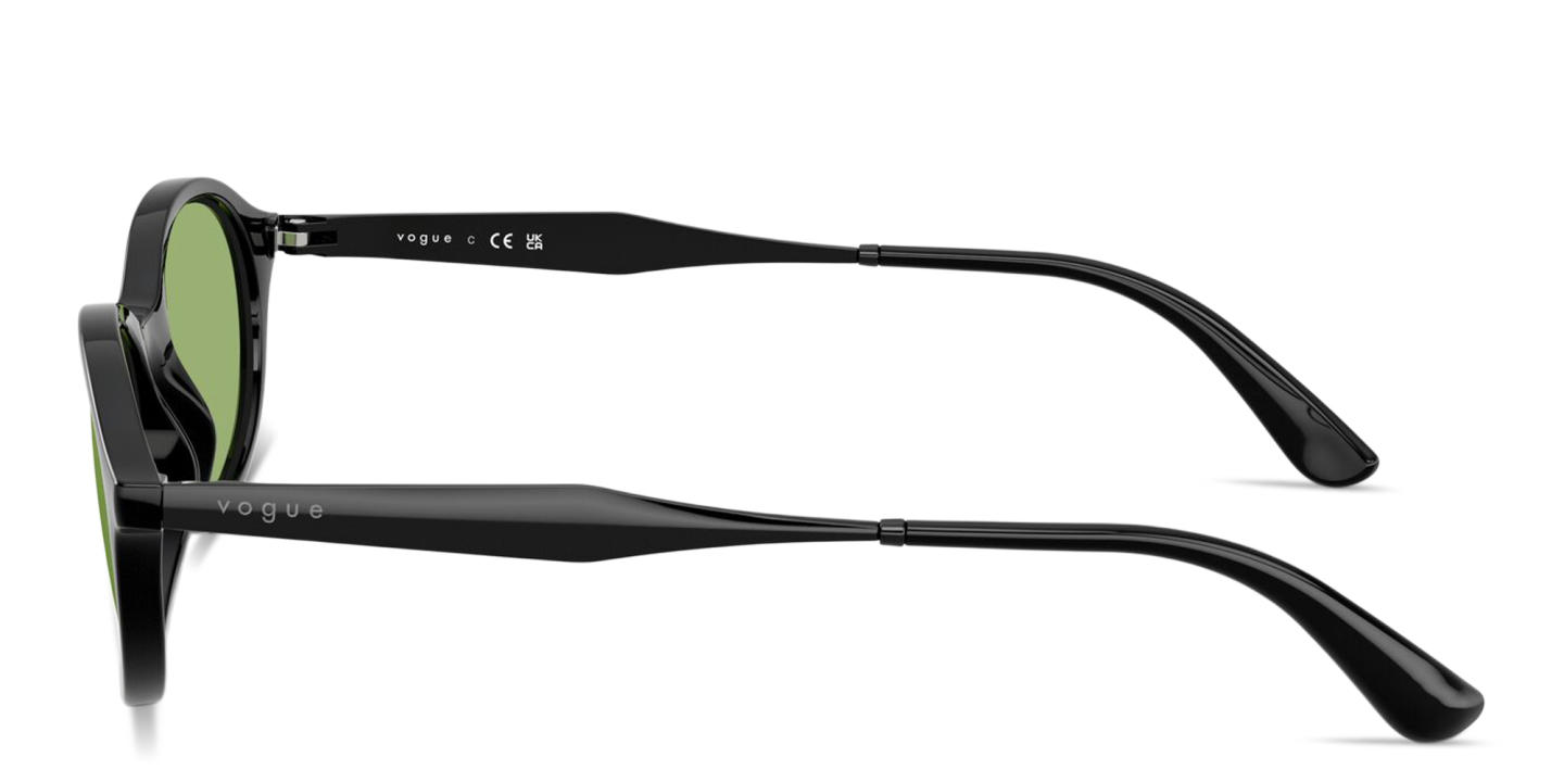 Shop Vogue Eyewear Logo Lettering Oval Sunglasses in Black online.