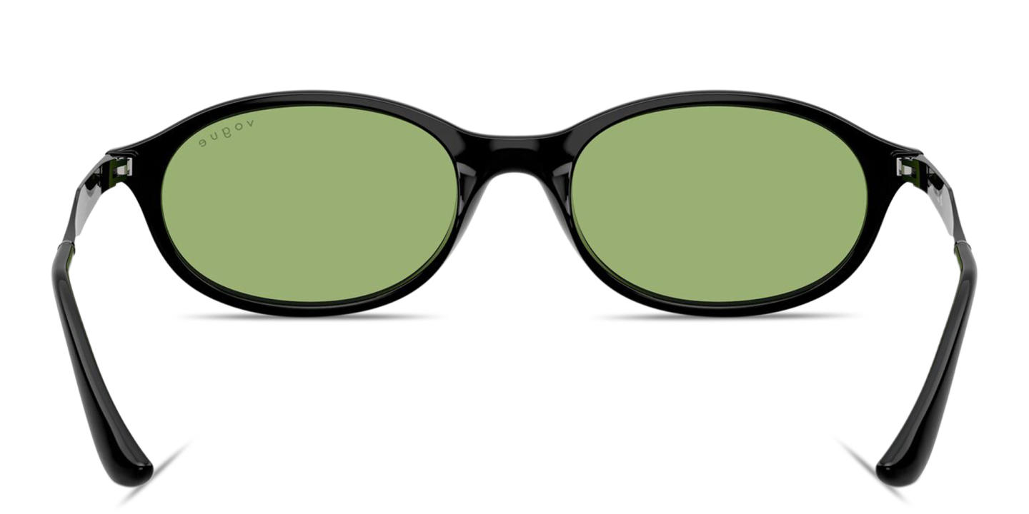 Shop Vogue Eyewear Logo Lettering Oval Sunglasses in Black online.