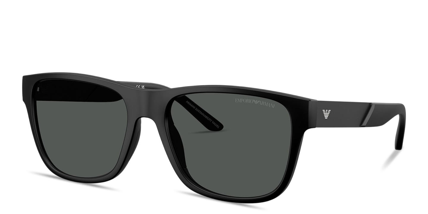 Emporio Armani Eagle Logo Square Sunglasses in Matte Black – Product Photo 1
