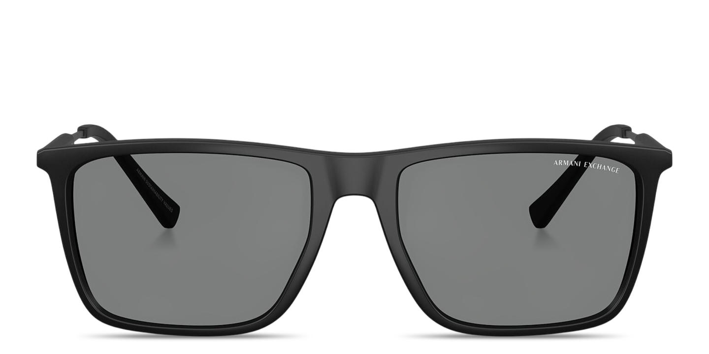 Shop Armani Exchange A|X Logo Square Sunglasses in Matte Black online.