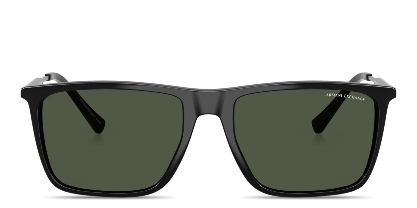 Shop Armani Exchange A|X Logo Square Sunglasses in Black online.