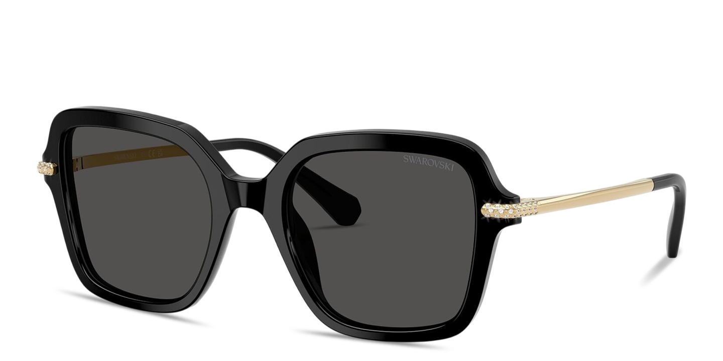 Shop Swarovski Crystal Irregular Sunglasses in Black online.