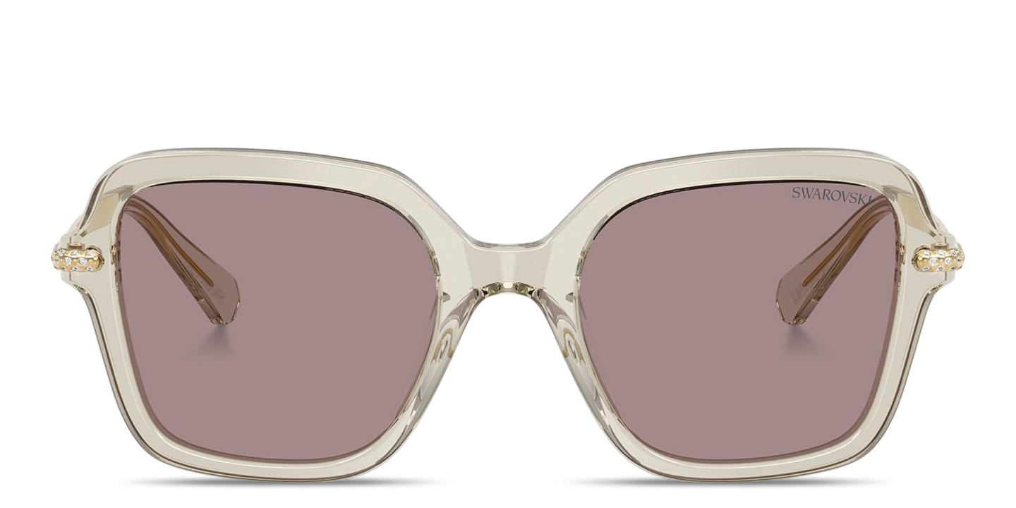 Shop Swarovski Crystal Irregular Sunglasses in Transparent Beige online.