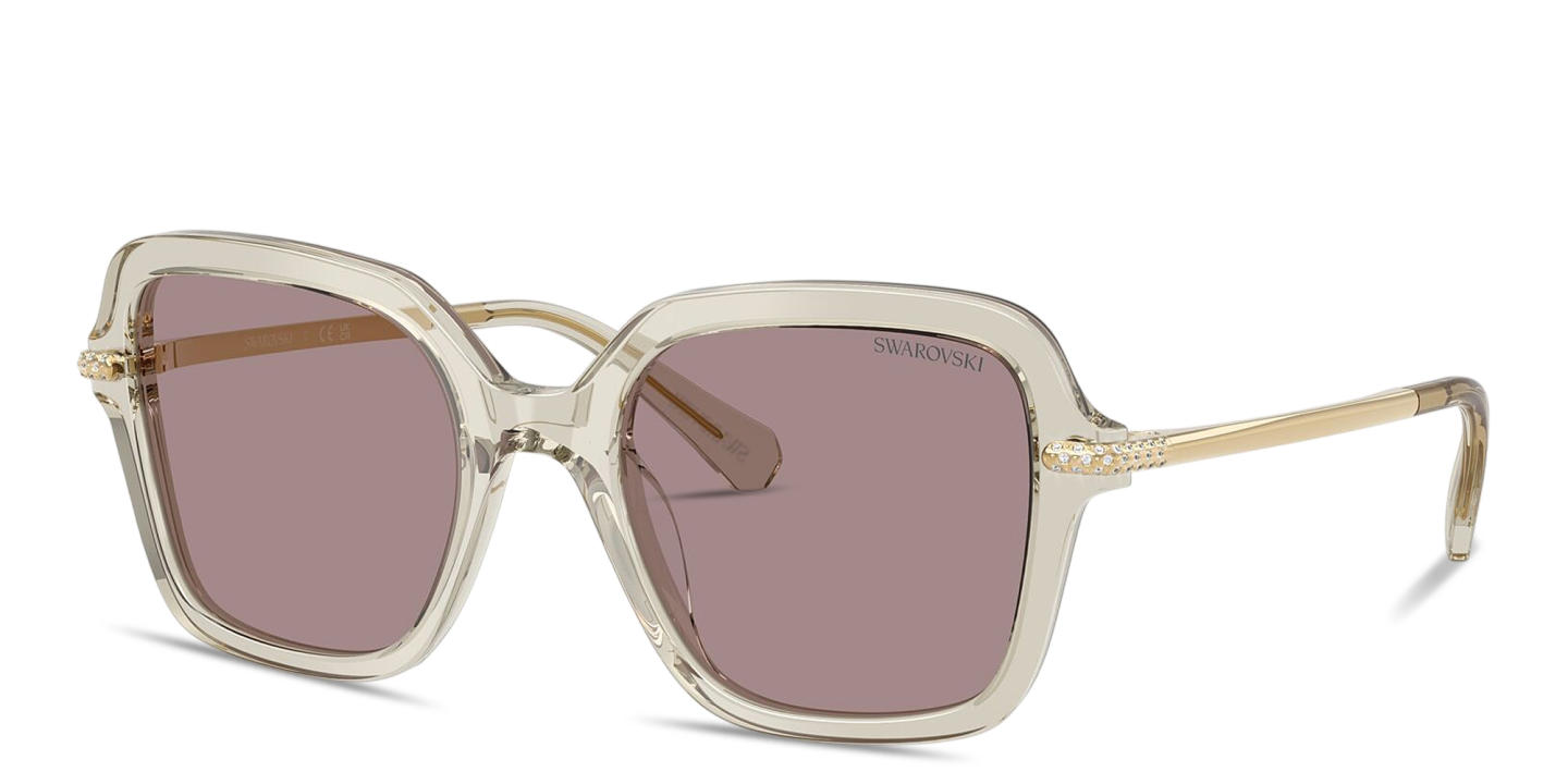 Shop Swarovski Crystal Irregular Sunglasses in Transparent Beige online.